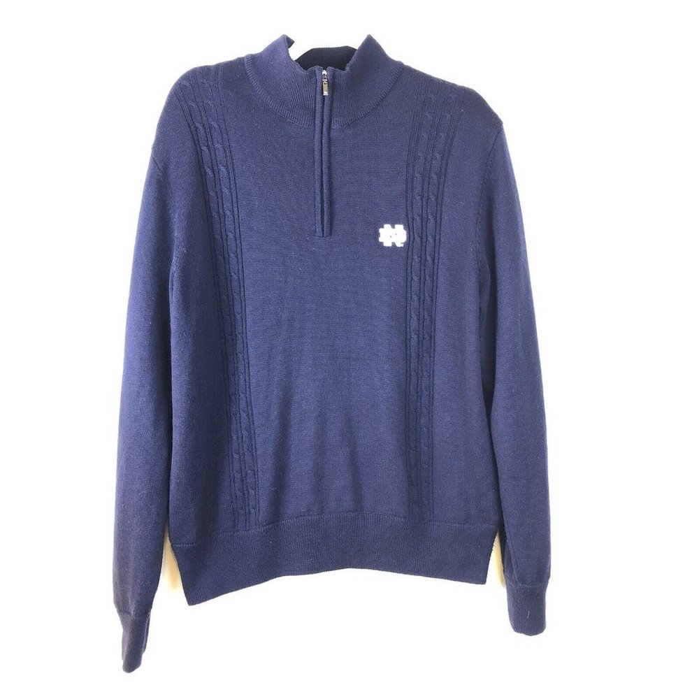 Gold Notre Dame Men's Navy 1/4 Zip Sweater Lined